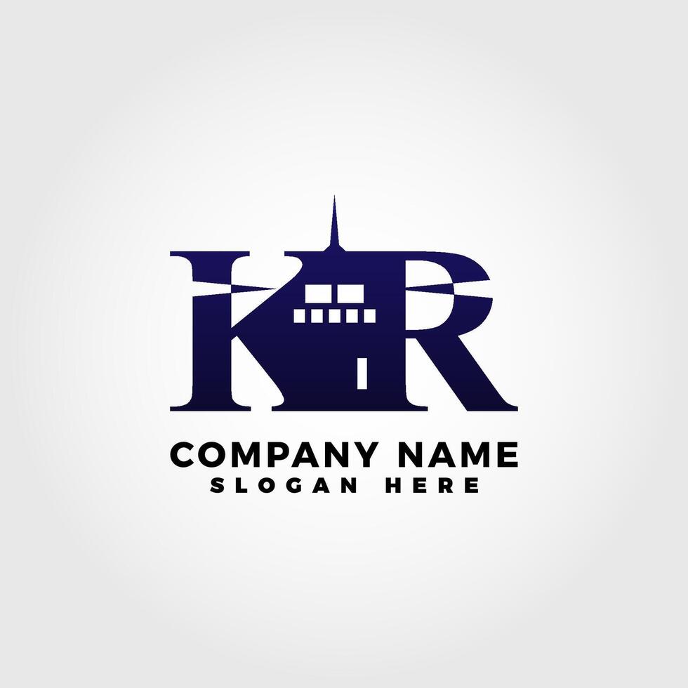 Lighthouse logo blended with initial letter KR vector