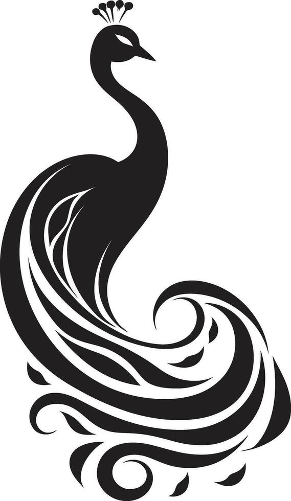 Mystic Reverie Vector Peacock Heraldry Sculpted Intrigue Black Peacock Symbol Profile