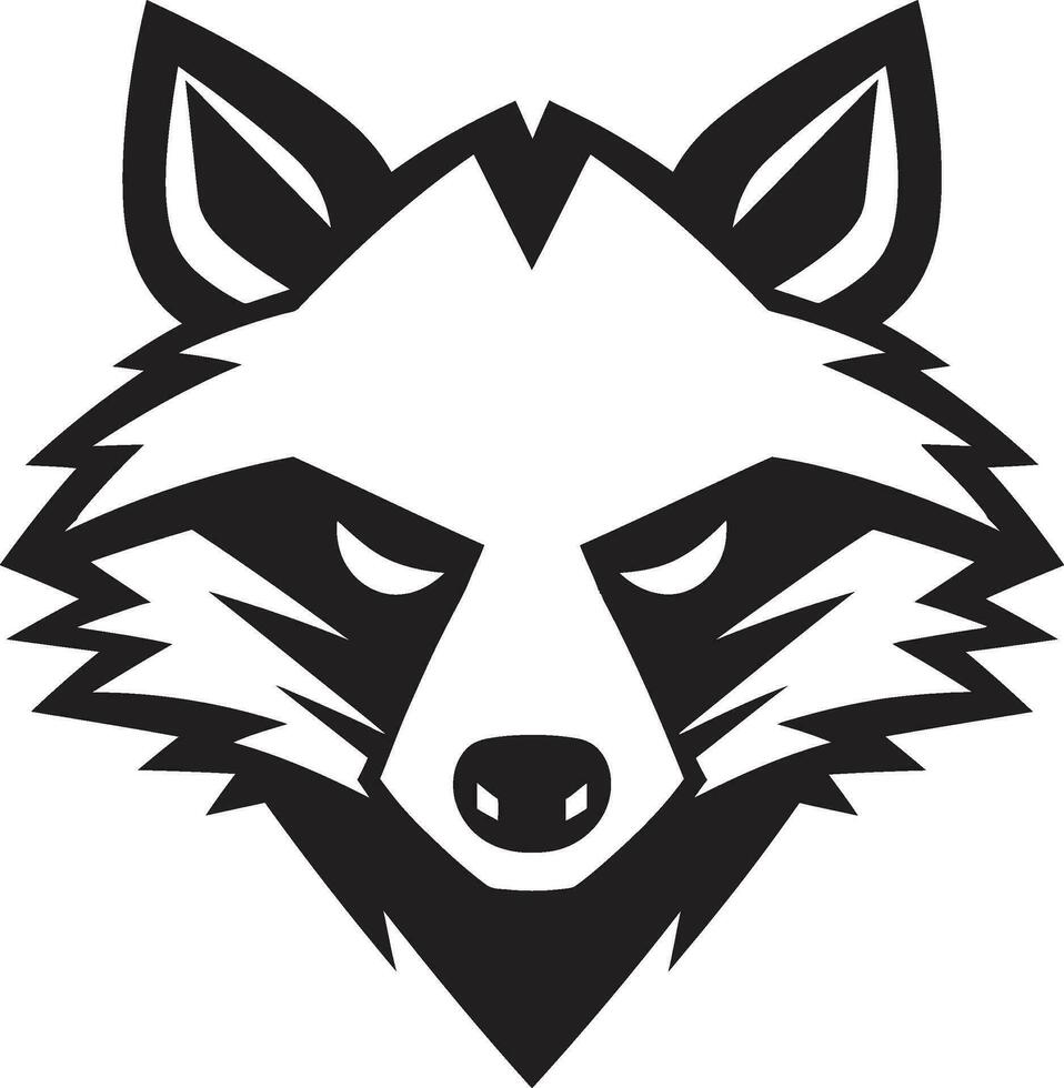 Minimalistic Masked Bandit Emblem Black Raccoon Monogram of Honor vector