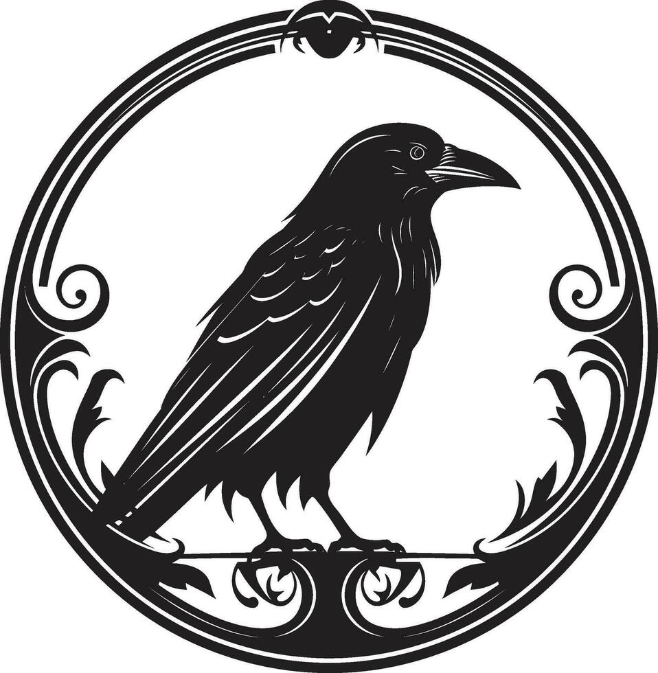 Raven Silhouette Minimalist Mark Stylish Black Bird Icon vector