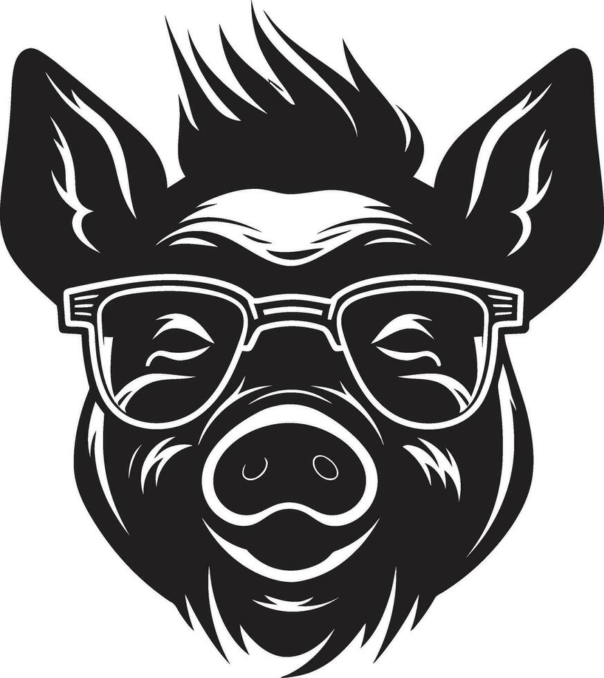 Modern Pig Silhouette Shadowed Piggy Emblem vector