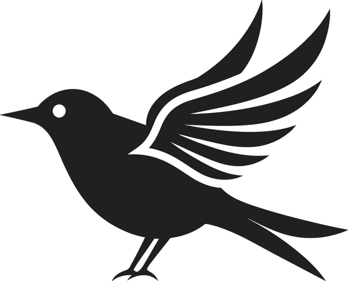 Crow in Flight Icon Graceful Swan Monogram vector