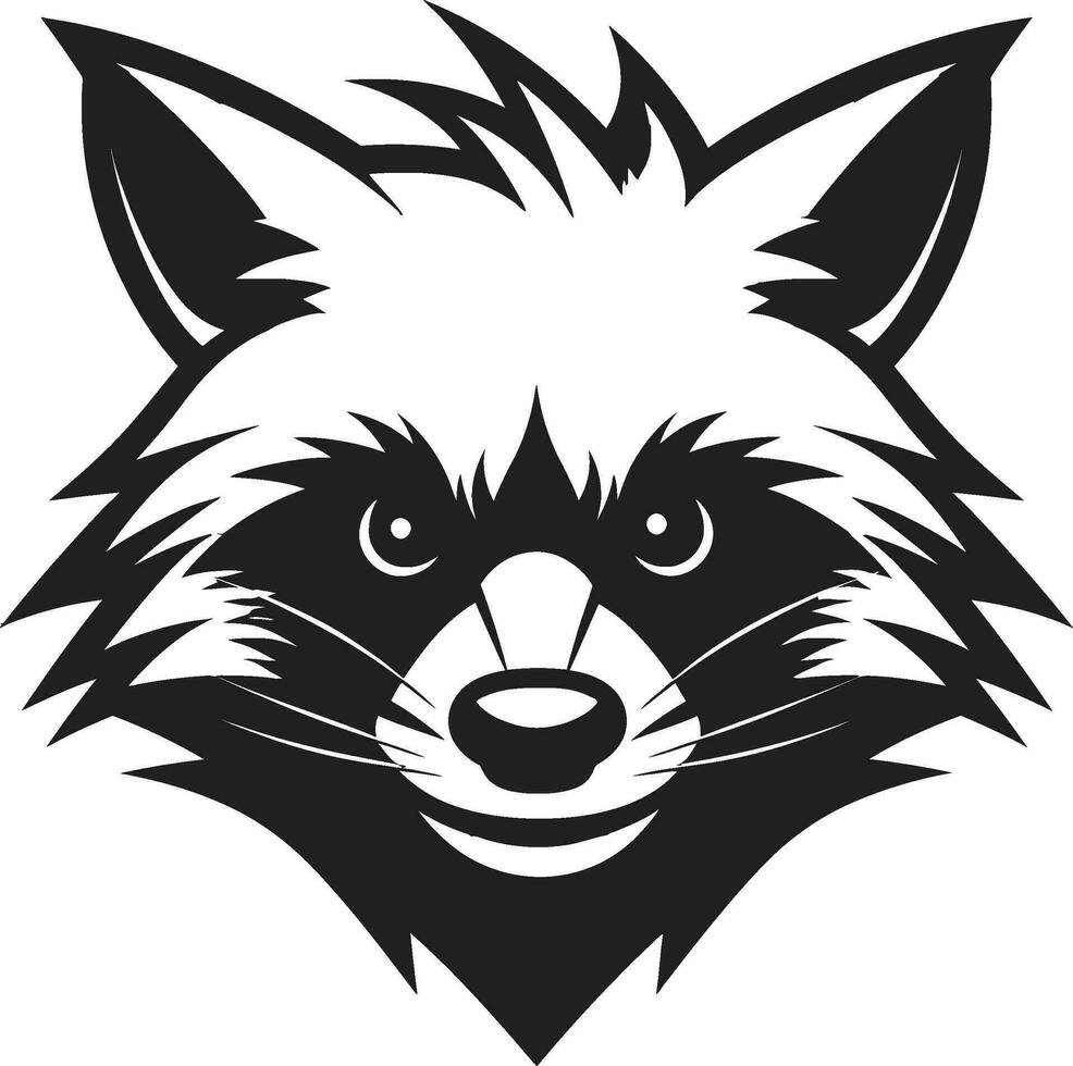Black Raccoon Monochrome Logo Premium Raccoon Badge Design vector
