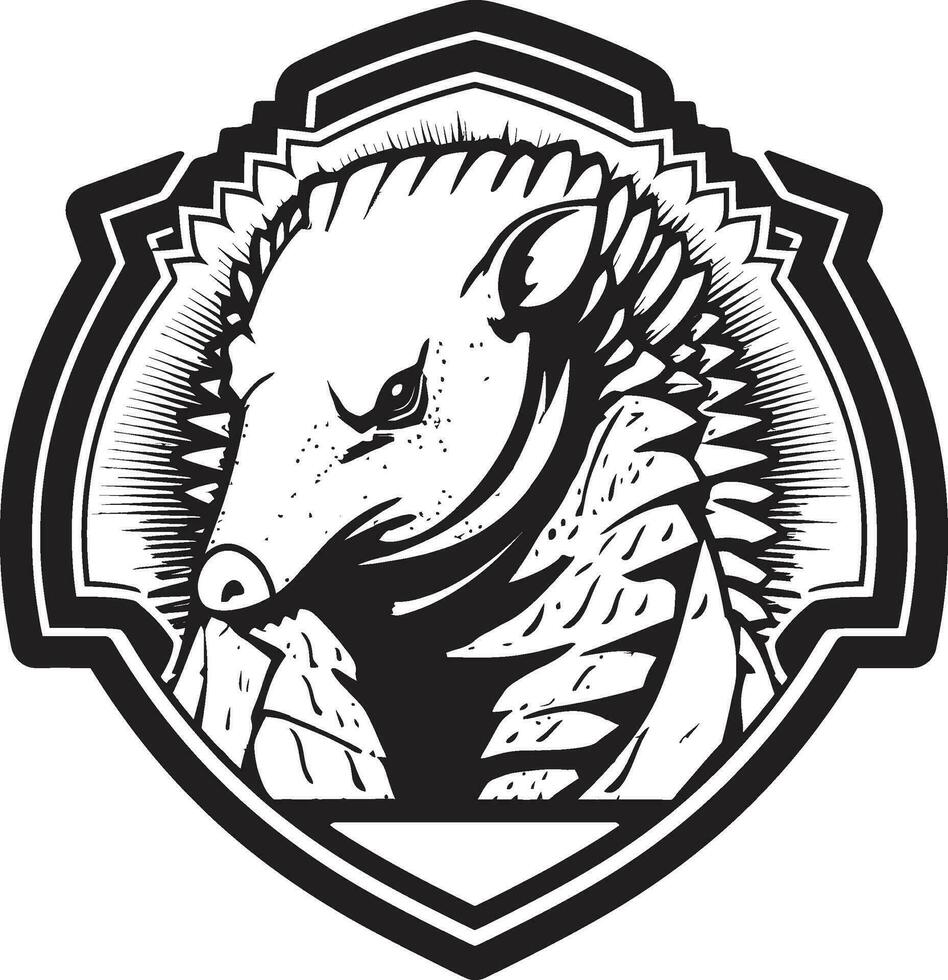Intricate Craftsmanship Noir Armadillo Logo Black Armadillo Icon Graceful and Strong vector