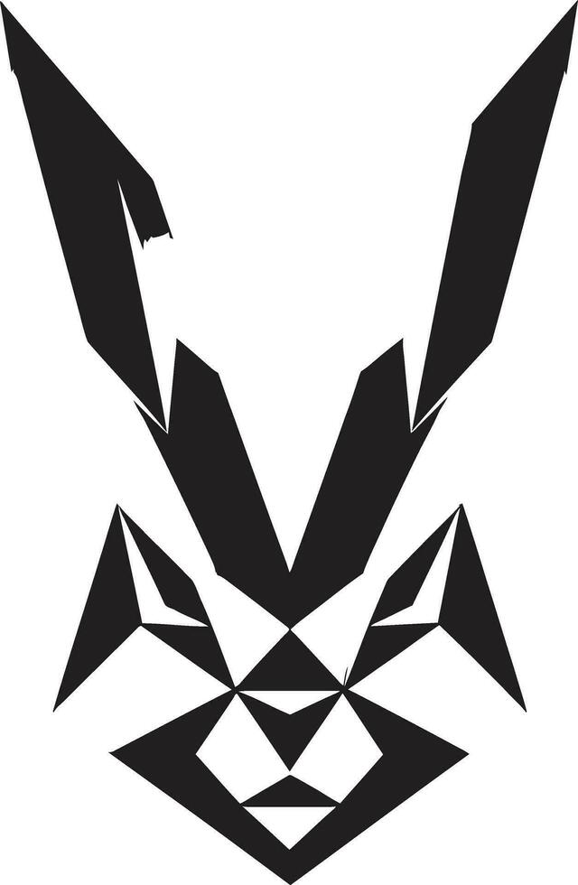 Vintage Black Rabbit Vector Rabbit Silhouette Geometric Crest