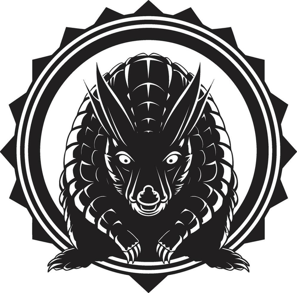 Intricate Noir Artistry Armadillo Design The Elegance of Black Armadillo Symbol vector