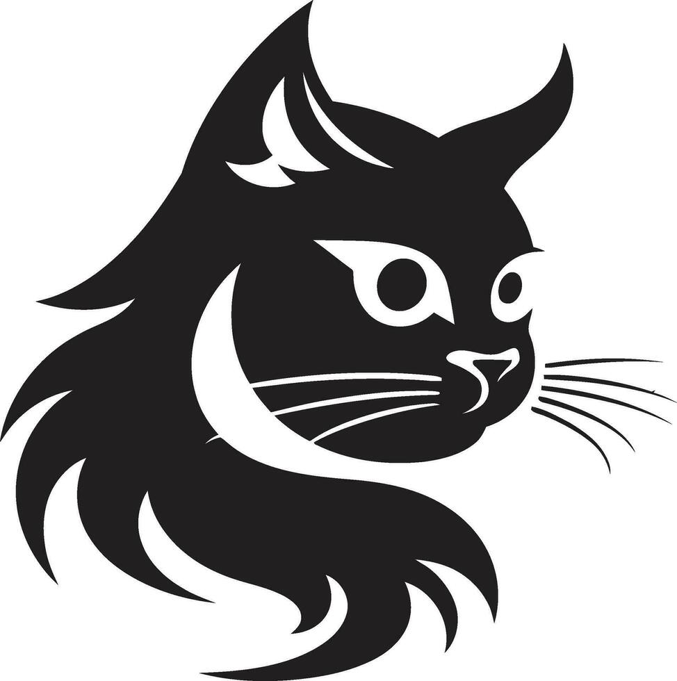 Minimalist Cat Profile Feline Shadow Icon vector