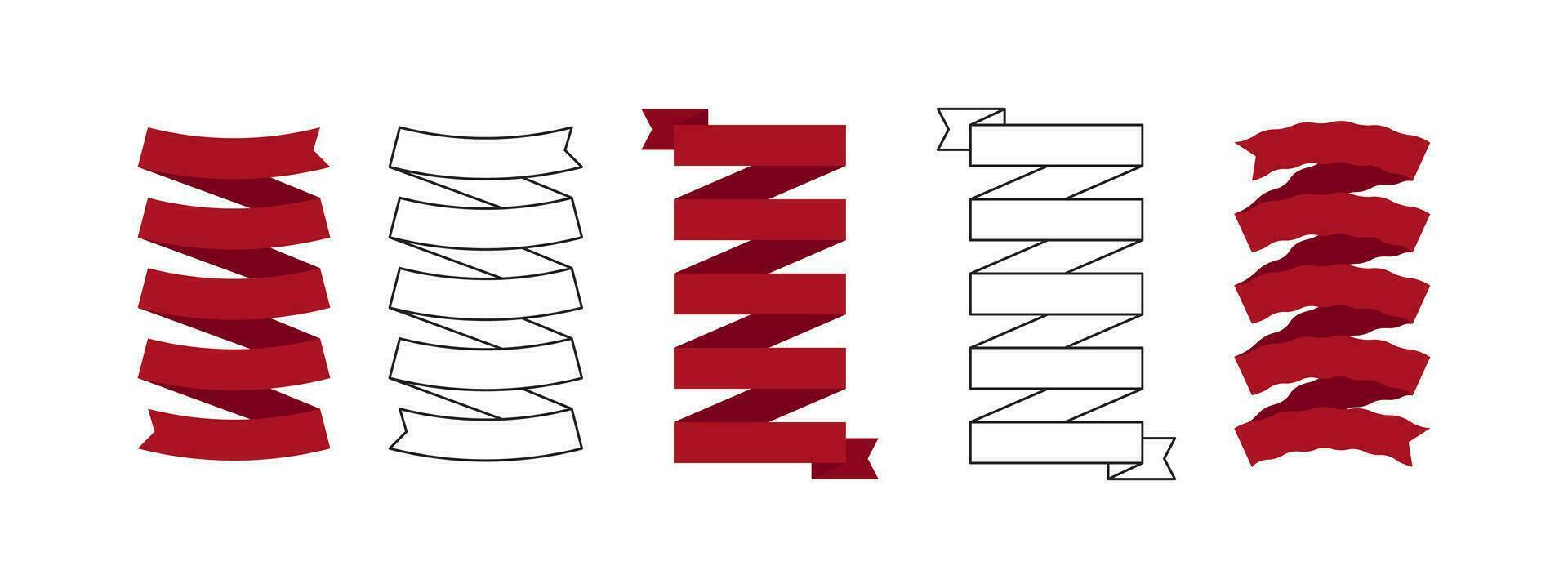 Blank ribbons. Ribbons and banner signs. Flat and linear ribbons. Vector scalable graphics