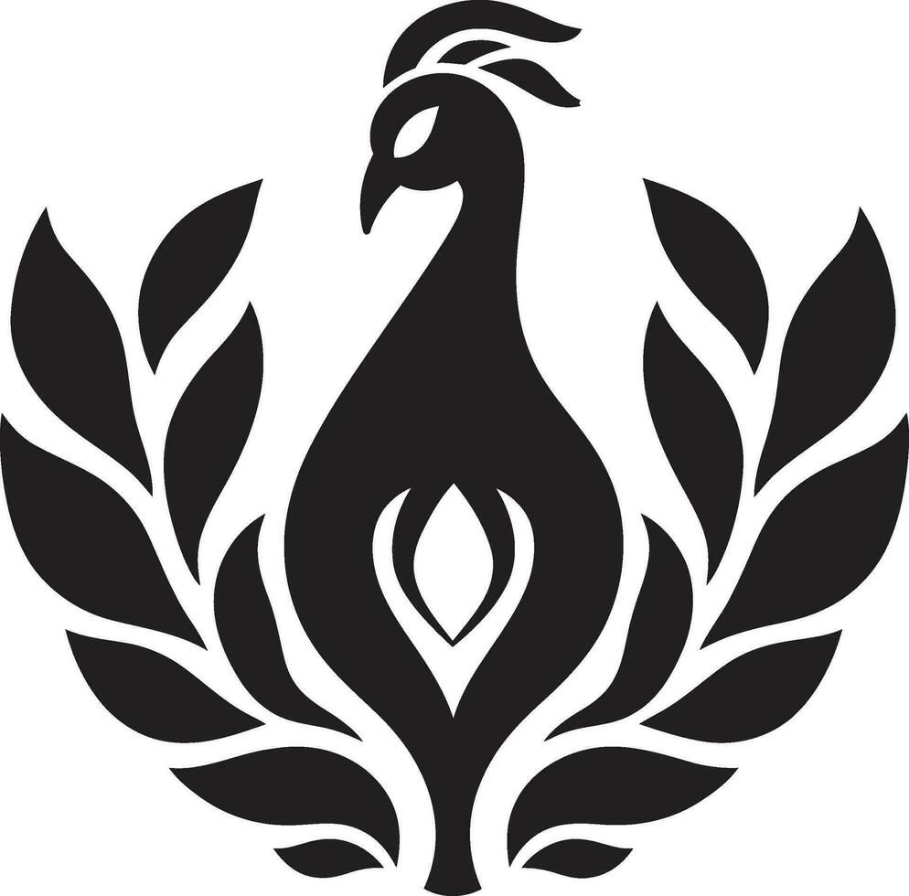 Regal Ebon Vector Peacock Emblem Profile Peacocks Tale Black Vector Logo Icon