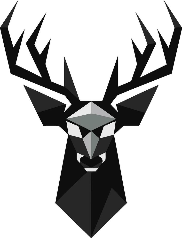 Elegant Serenade in Shadows Black Deer Icons Majestic Homage Sculpted Grace Deer Emblem in Blacks Timeless Beauty vector