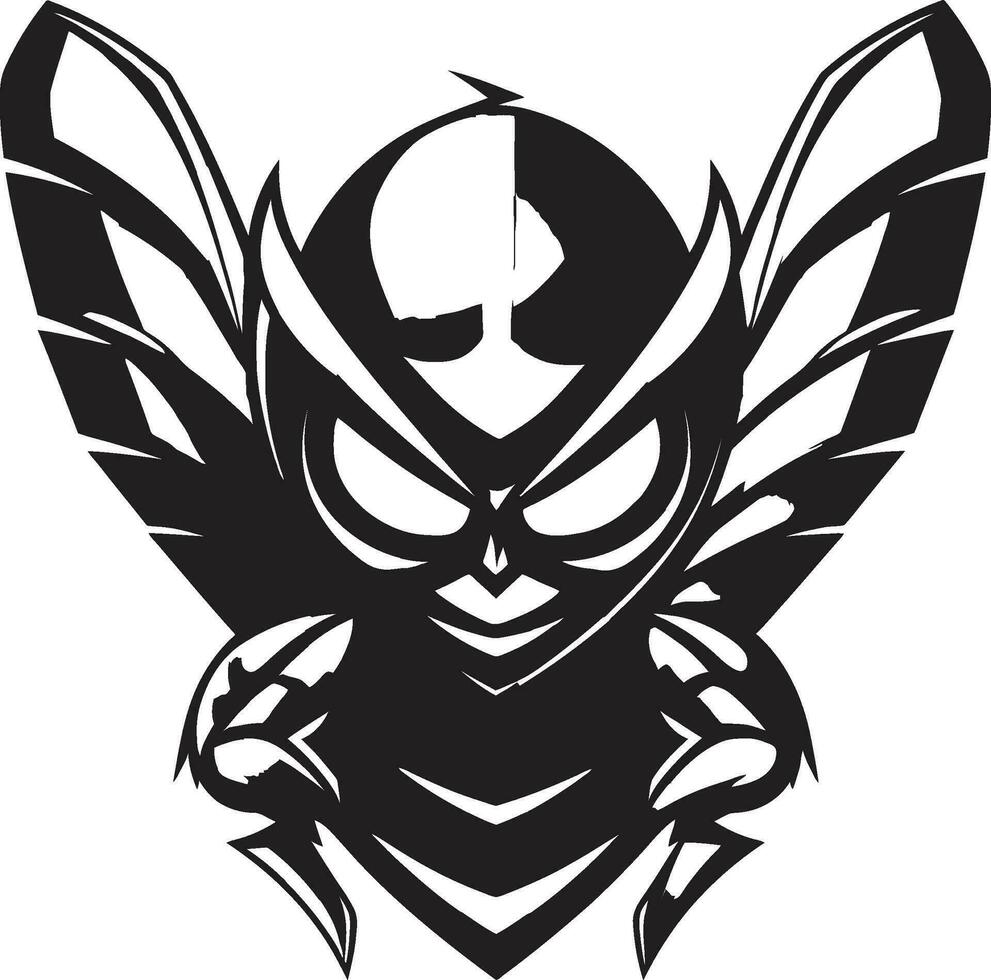 Geometric Emblem of Stinging Power in Black Guardians Majesty in Minimalistic Charm vector