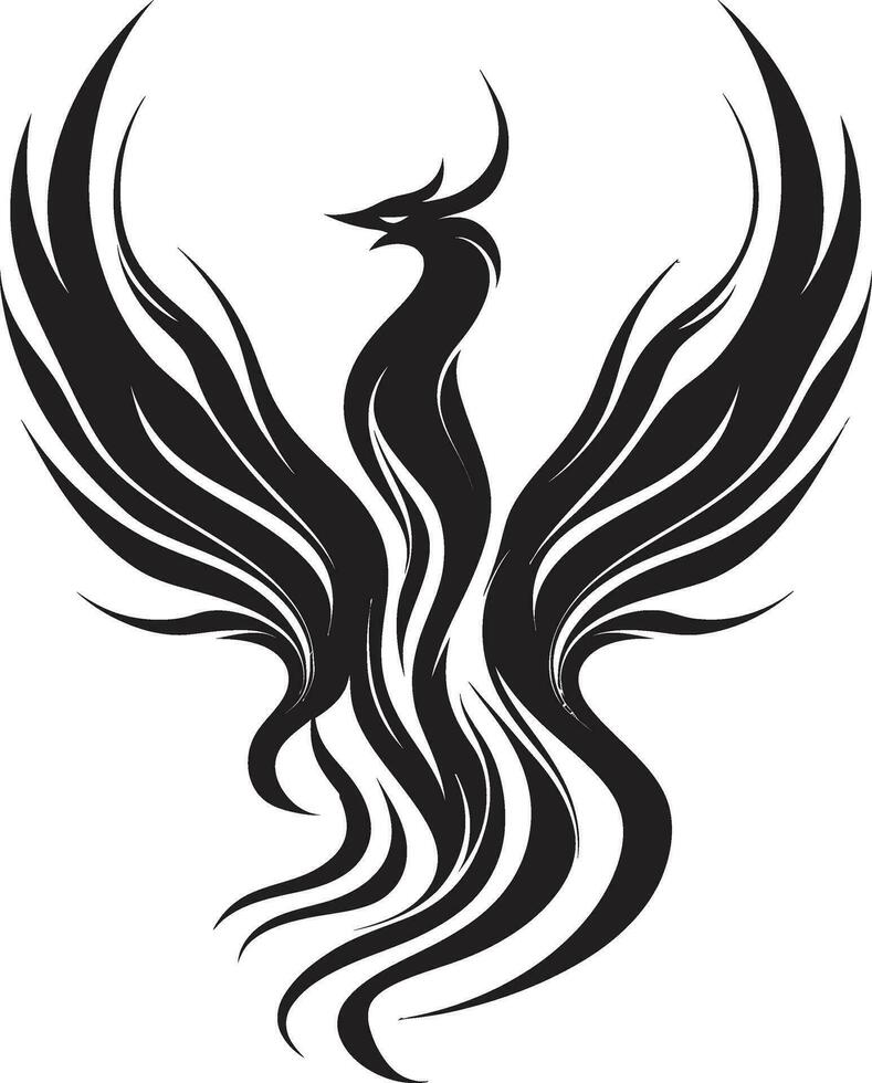fénix en el abismo Arte encantado negro fuego emblema vector