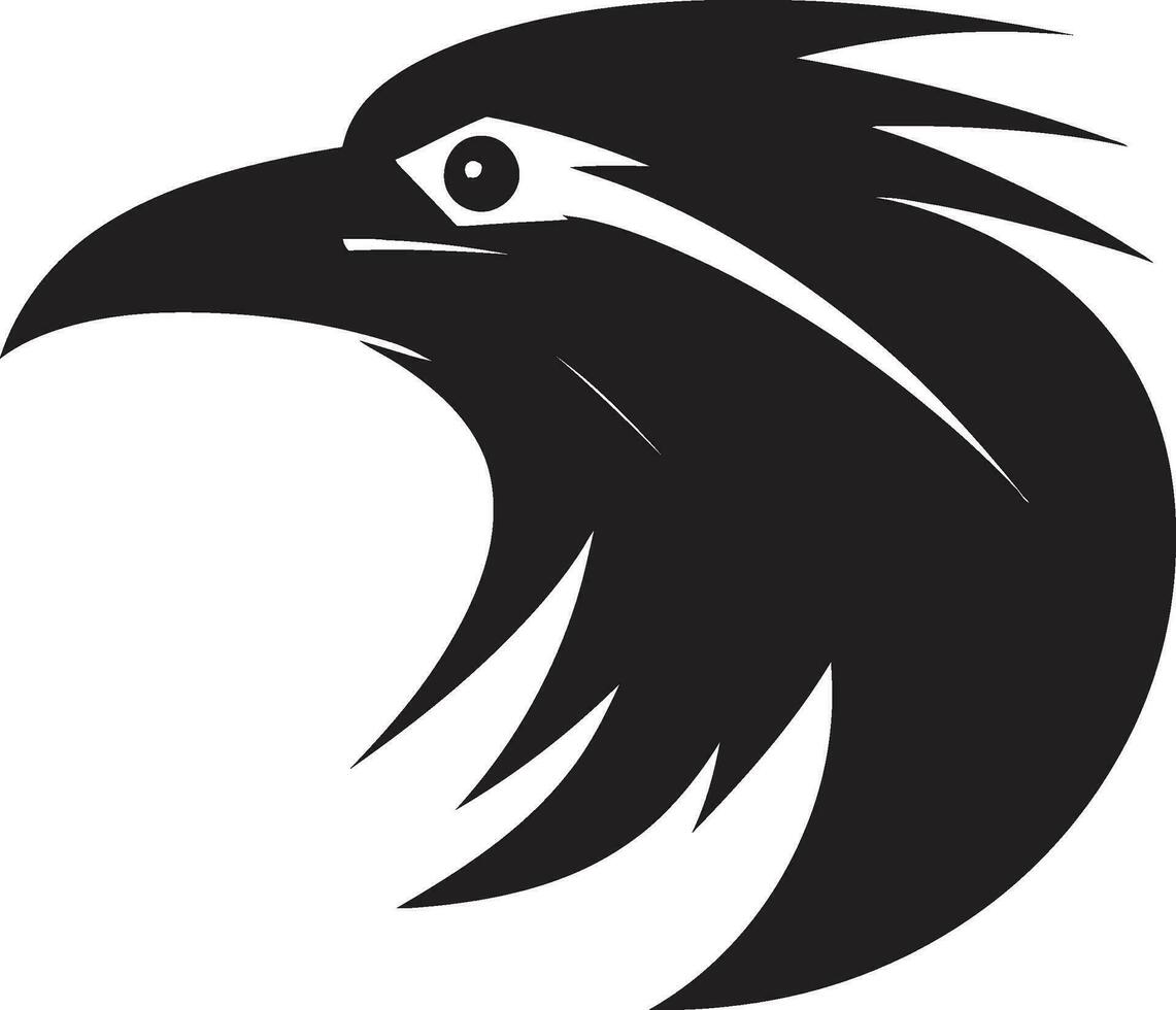 Raven Silhouette Monochrome Badge Stylish Black Bird Crest vector