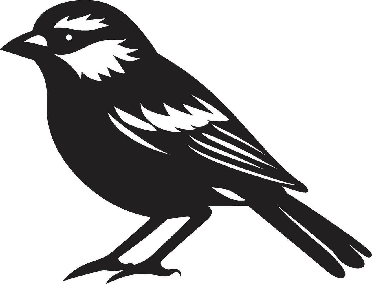 Elegant Black Emblem Winged Marvel Sculpted Songbird Silhouette Iconic Beauty vector