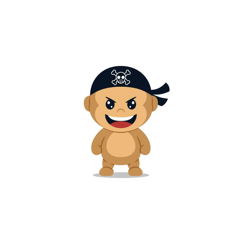 Cute monkey pirates cartoon vector