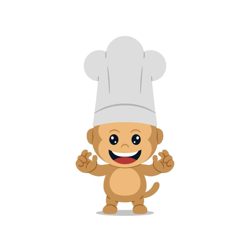 Cute chef monkey costume cartoon vector