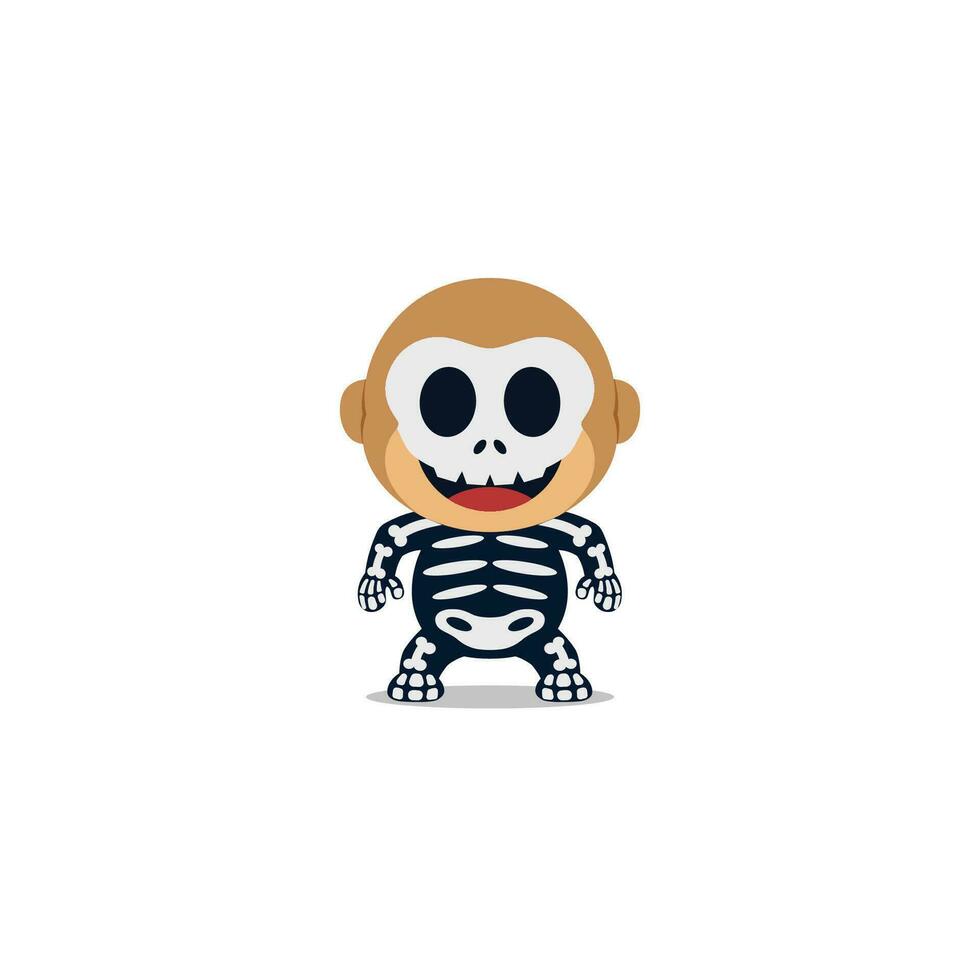 Cute monkey skull halloween vector