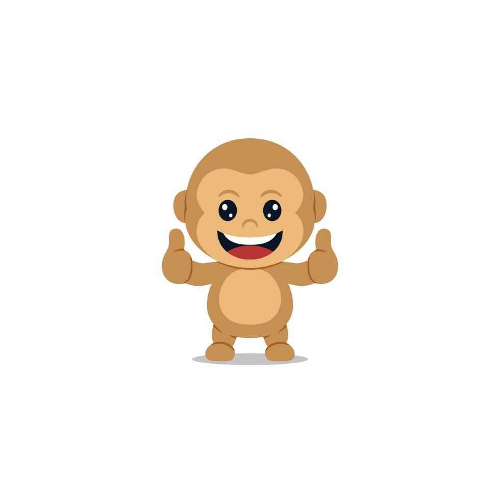 Cute monkey giving thumb up cartoon vector