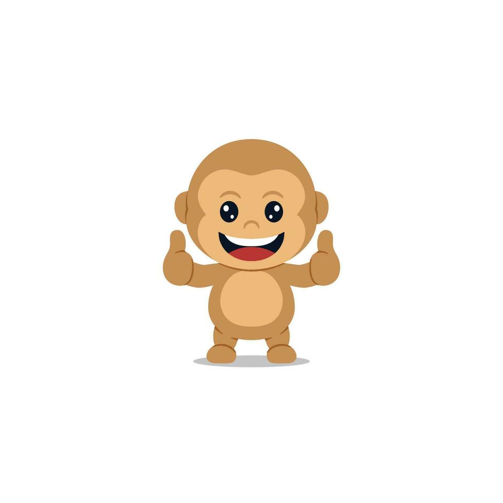 Cute monkey giving thumb up cartoon vector