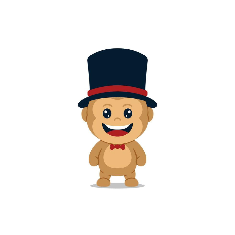 Cute monkey wearing a magician hat vector