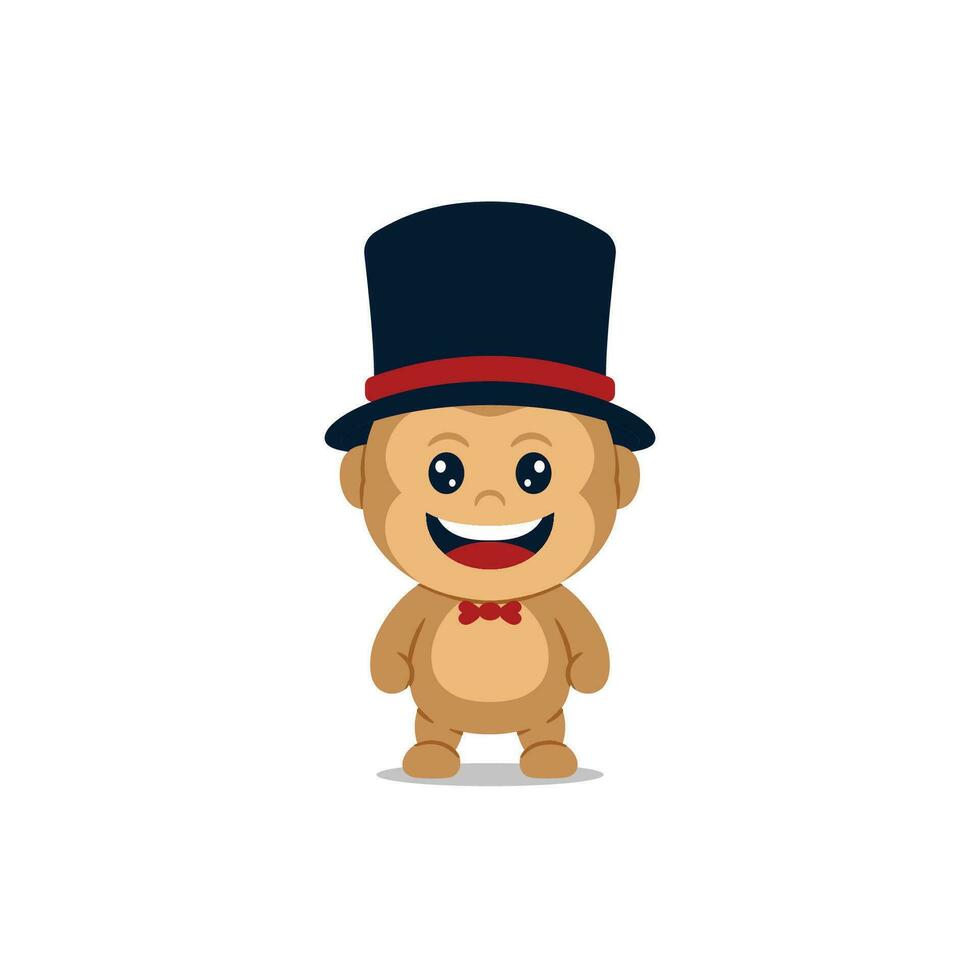 Cute monkey wearing a magician hat vector