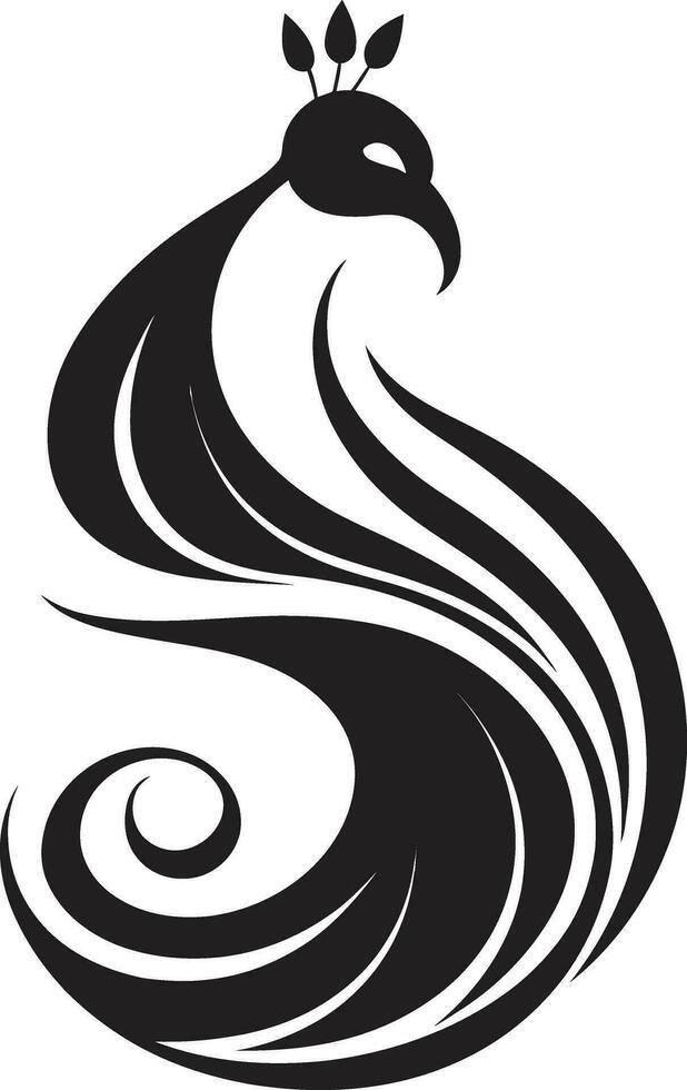 Mystic Beauty Vector Peacock Design Peacock Majesty Black Vector Icon