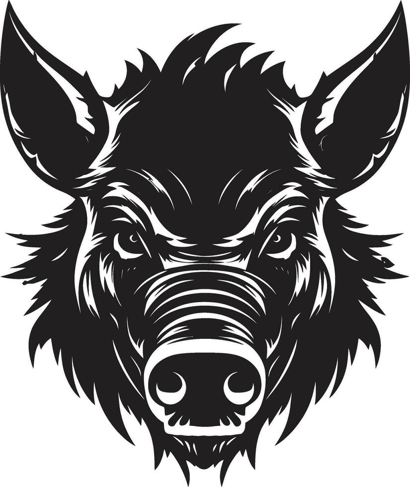 Sleek Piggy Emblem Abstract Black Hog vector