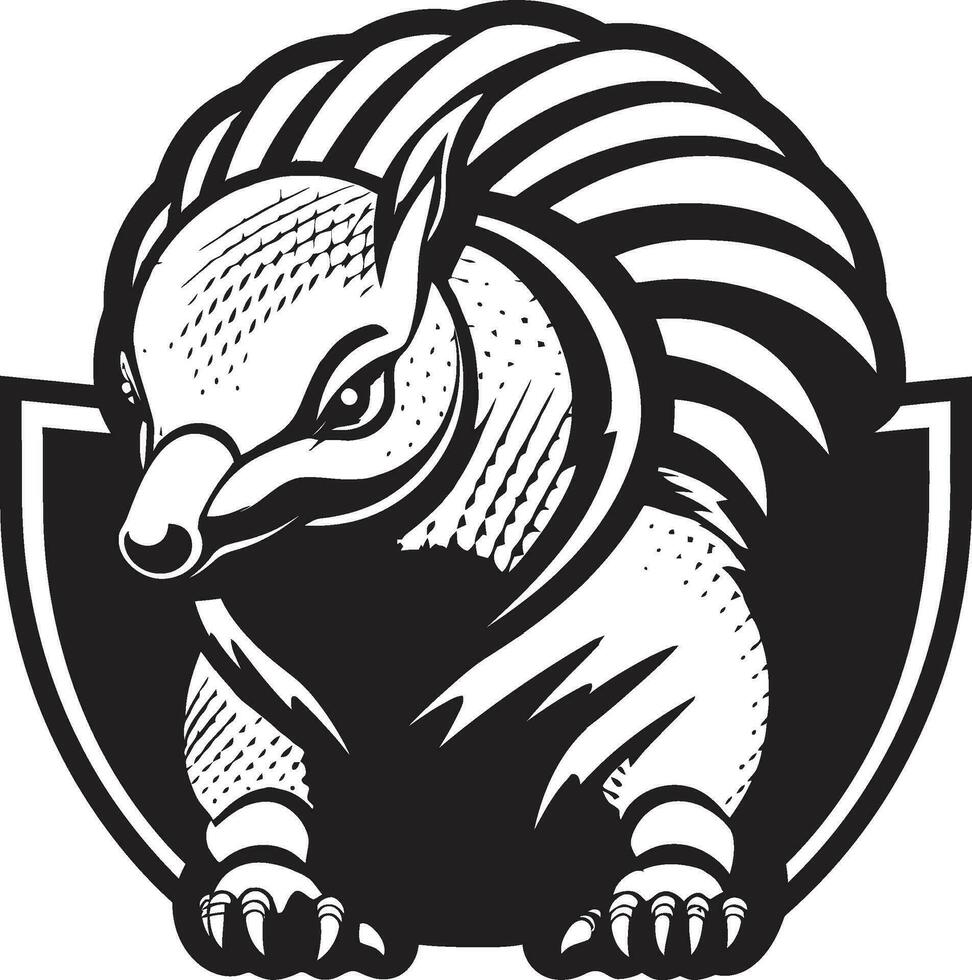 elegante armadura noir armadillo emblema armadillo icono en el oscuro agraciado y fuerte vector