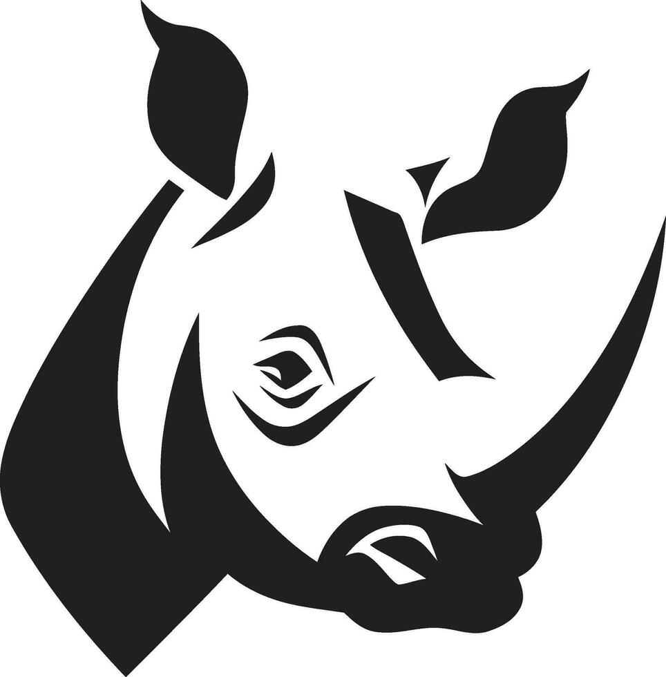 Rhino Head Symbol in Black Stylized Rhino Icon Art vector