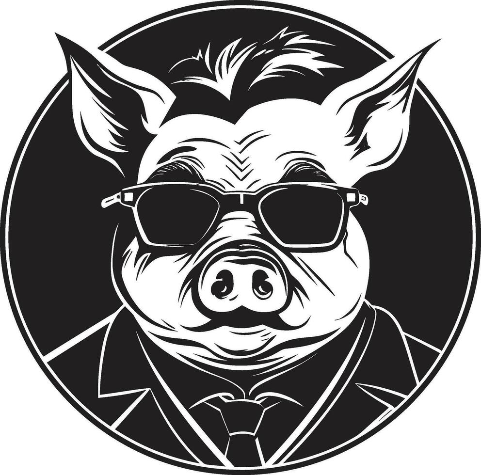 Artistic Pig Logo Design Chic Pig in Moonlight vector