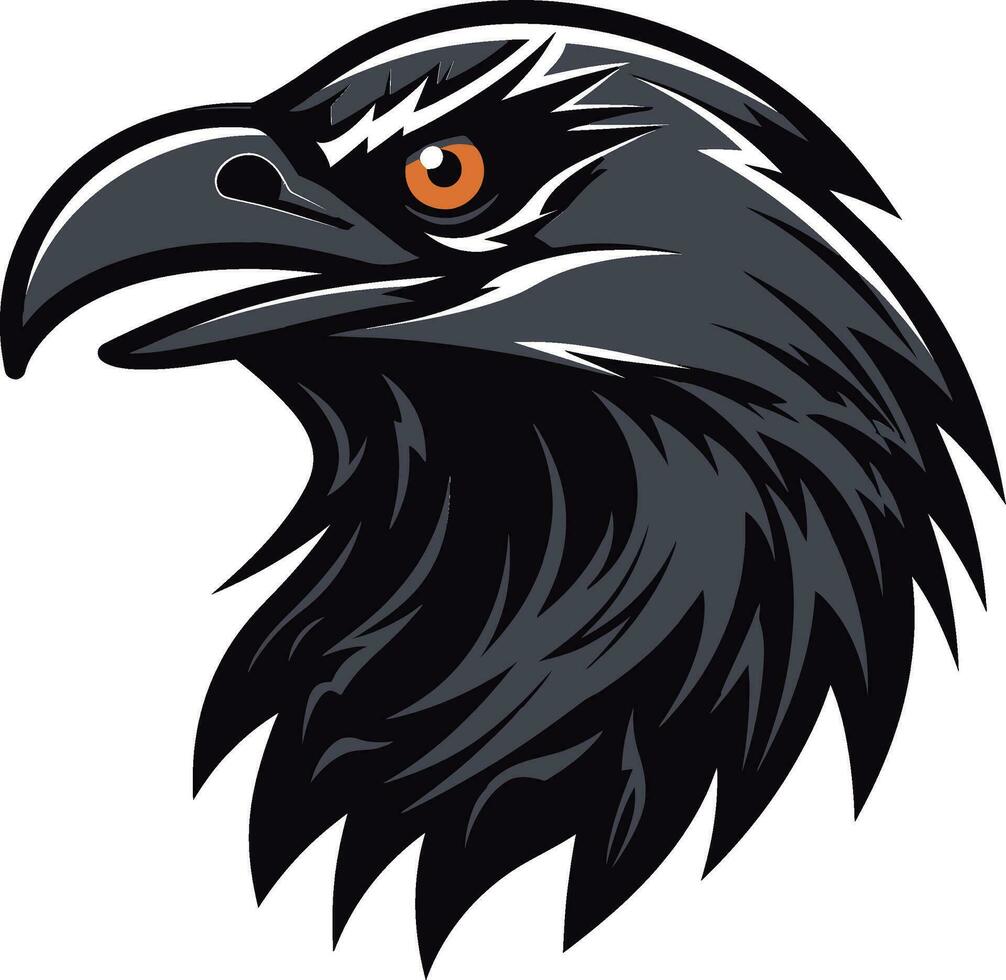 Raven Silhouette Minimalist Mark Stylish Black Bird Icon vector