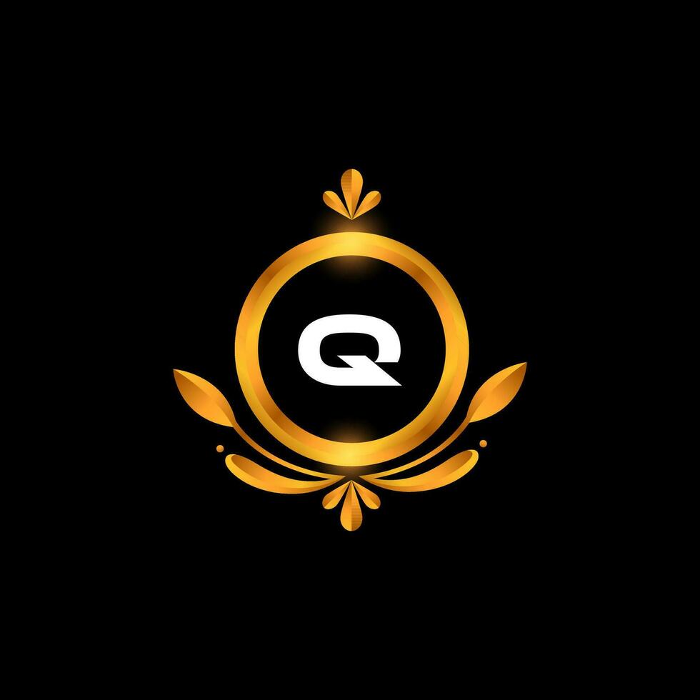 vector q letra logo inicial dorado vistoso q logo diseño
