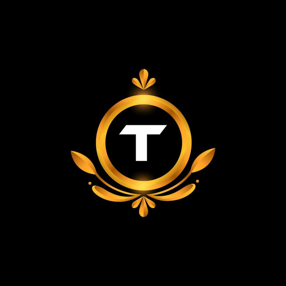 Vector T letter logo initial golden colorful T logo design