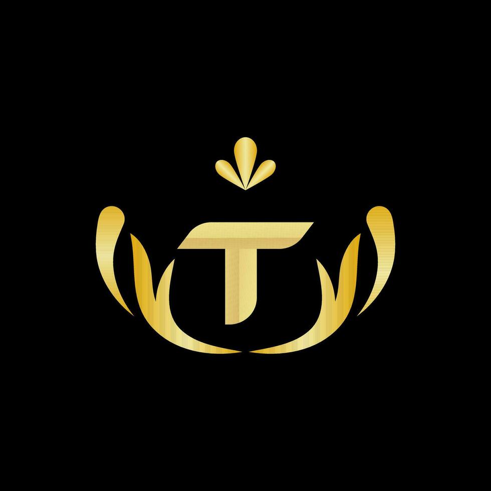 dorado letra t logo icono inicial letra t diseño vector logo diseño