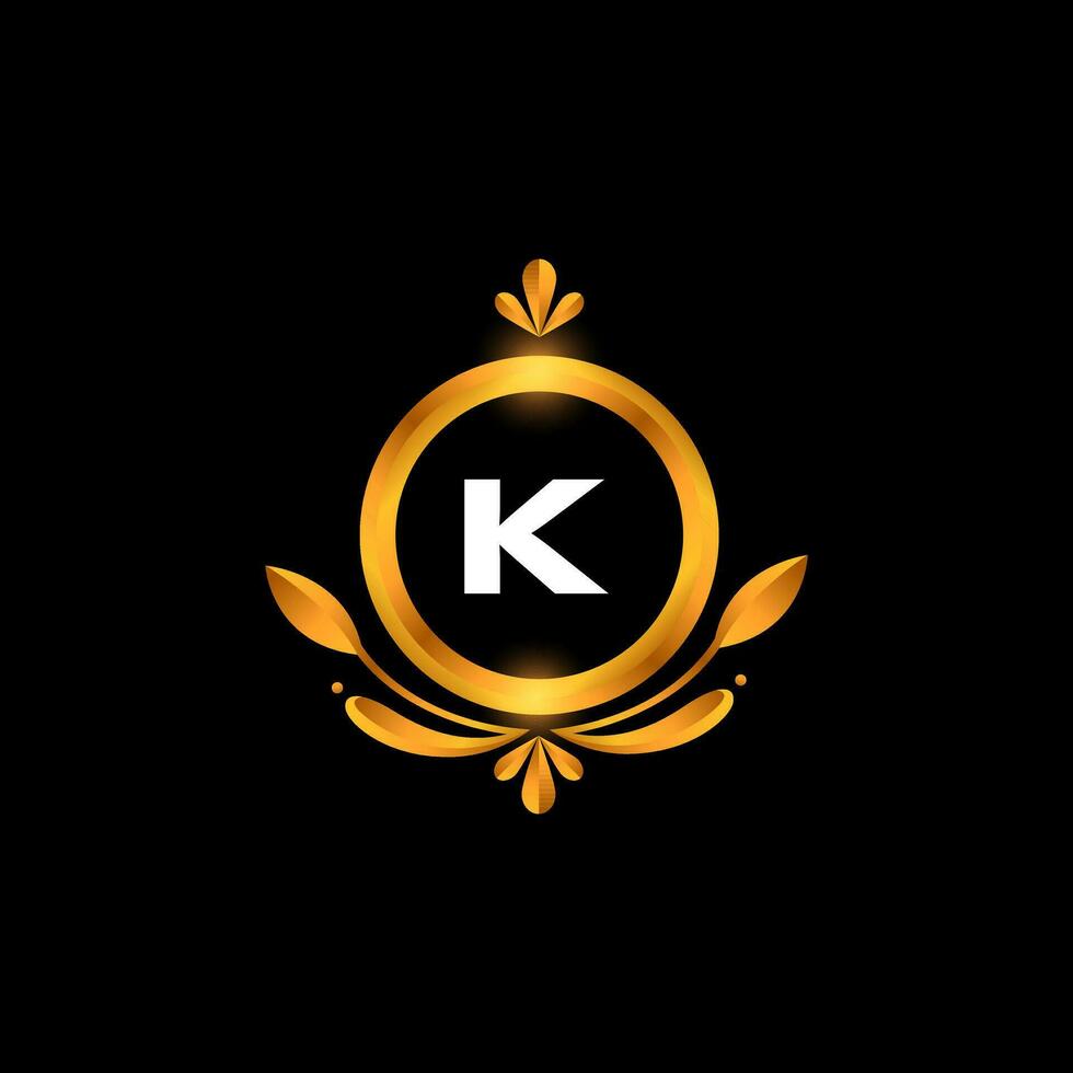 Vector K letter logo initial golden colorful K logo design