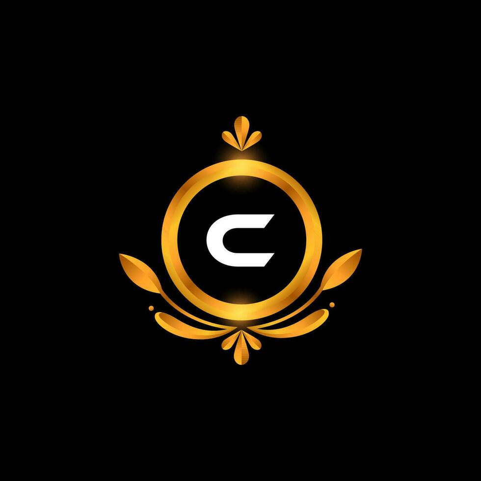 Vector C letter logo initial golden colorful C logo design