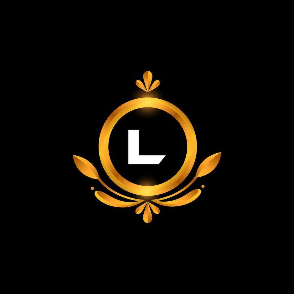 Vector L letter logo initial golden colorful L logo design
