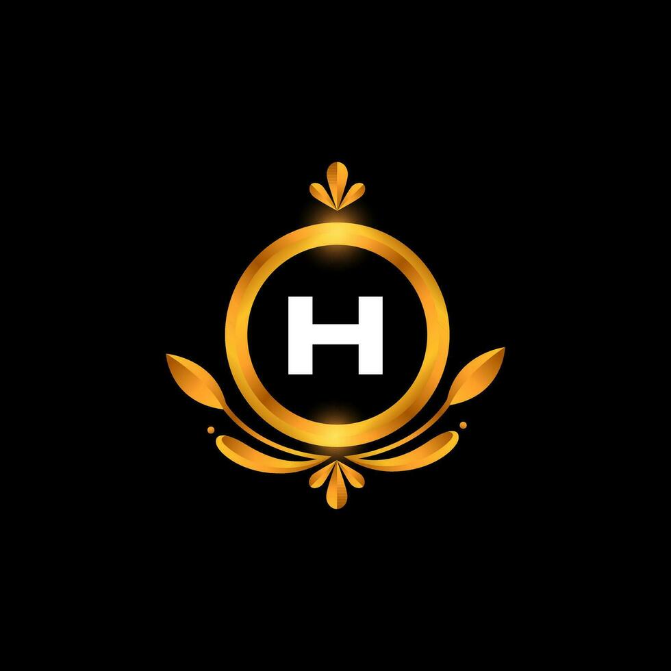 vector h letra logo inicial dorado vistoso h logo diseño