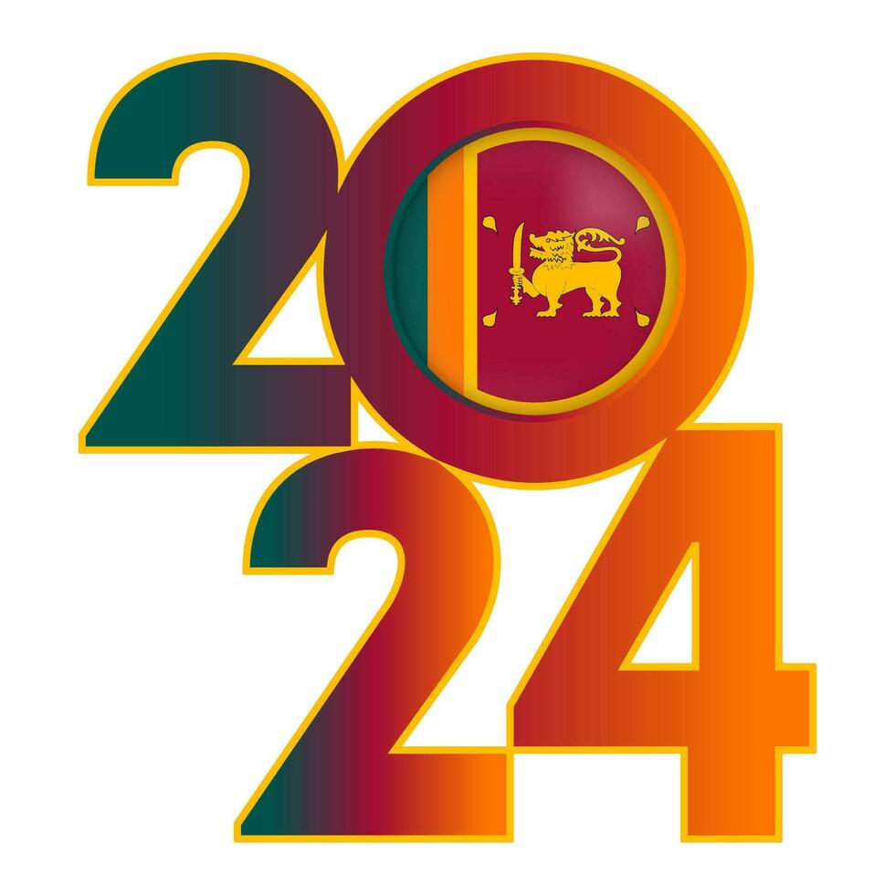 contento nuevo año 2024 bandera con sri lanka bandera adentro. vector ilustración.