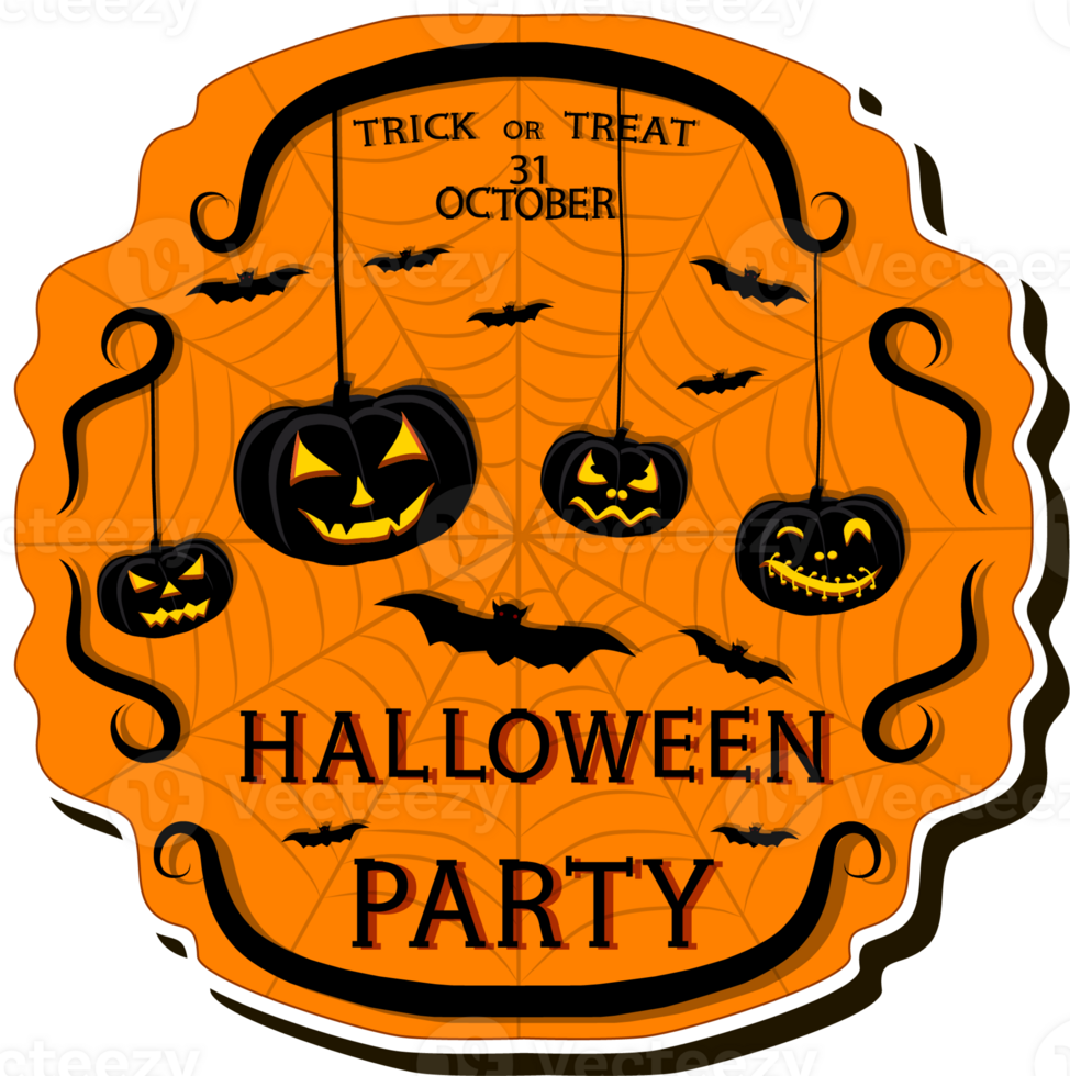 Illustration on theme sticker for celebration holiday Halloween with orange pumpkins png