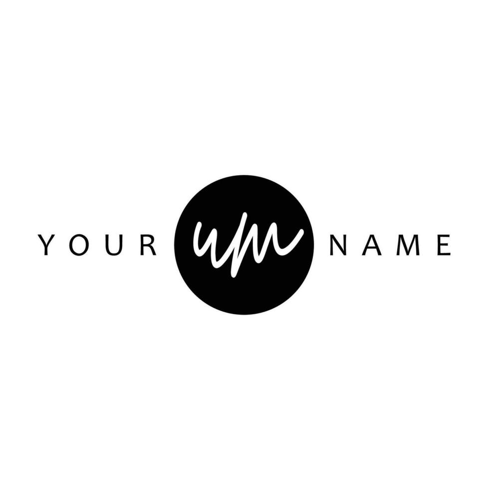 UM Initial Handwriting In Circle Frame Template Design vector