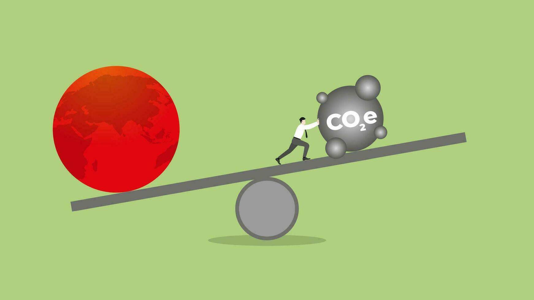 equilibrar de caliente tierra y contaminación. esg y verde negocio política concepto de red cero emisión, carbón huella. vector