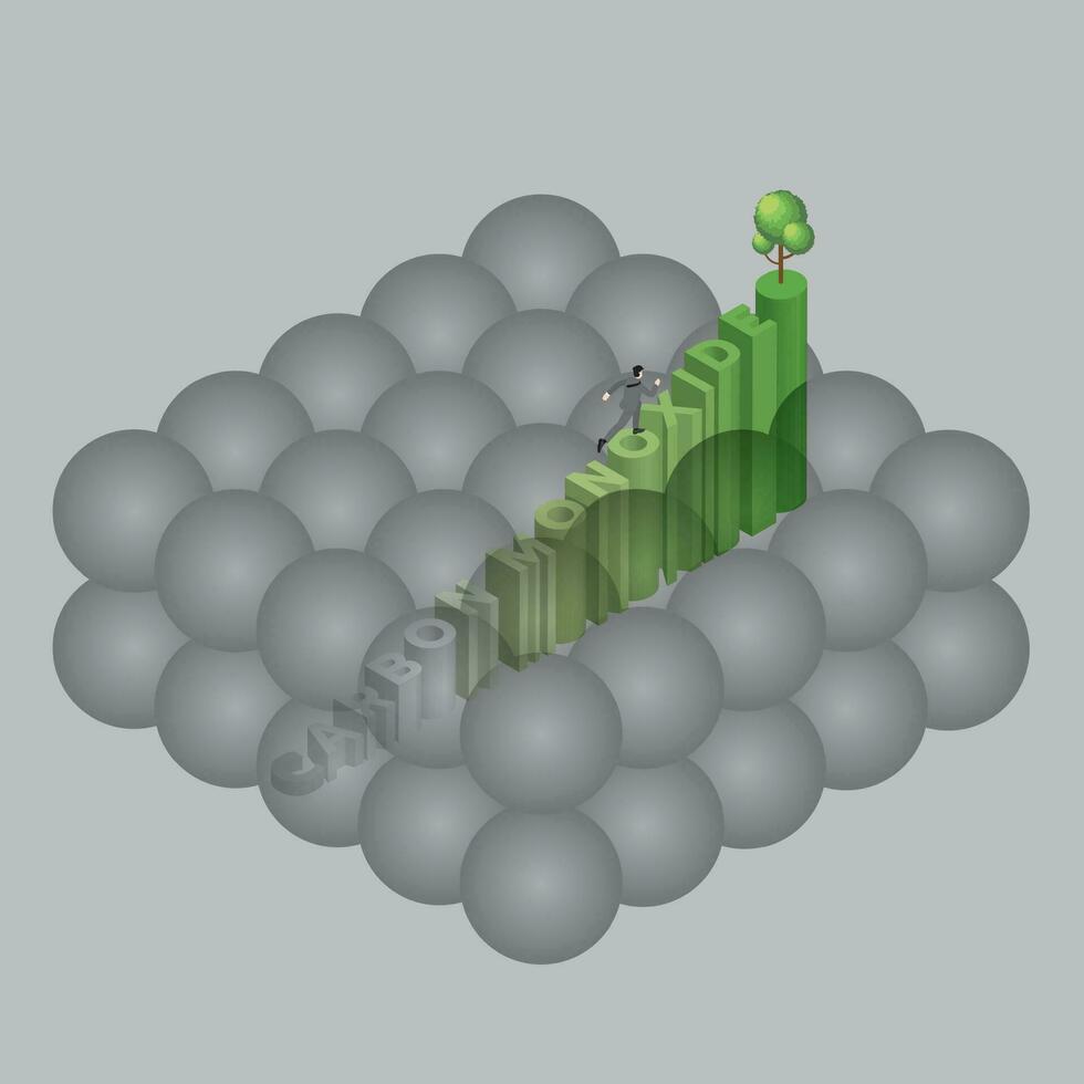 Smog, air quality, diaster atmosphere, PM2.5 dust, carbon dioxide, greenhouse gas. vector