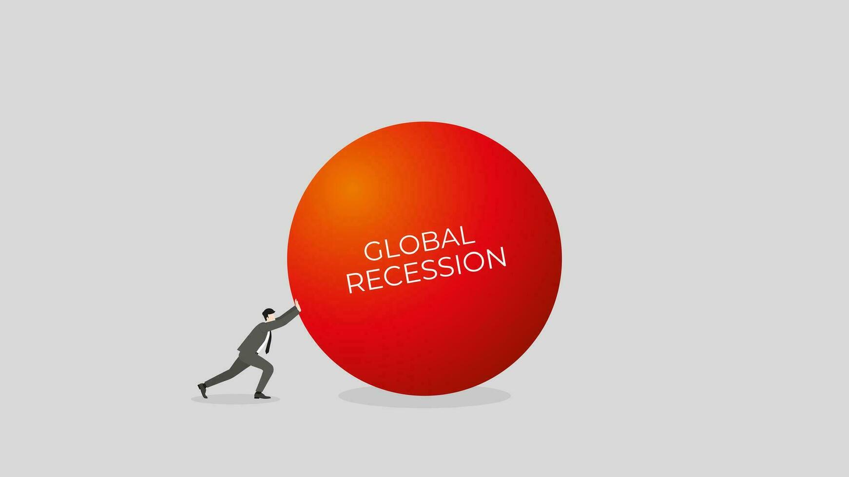 A businessman pushes the big red ball. A minimal style vector illustration.