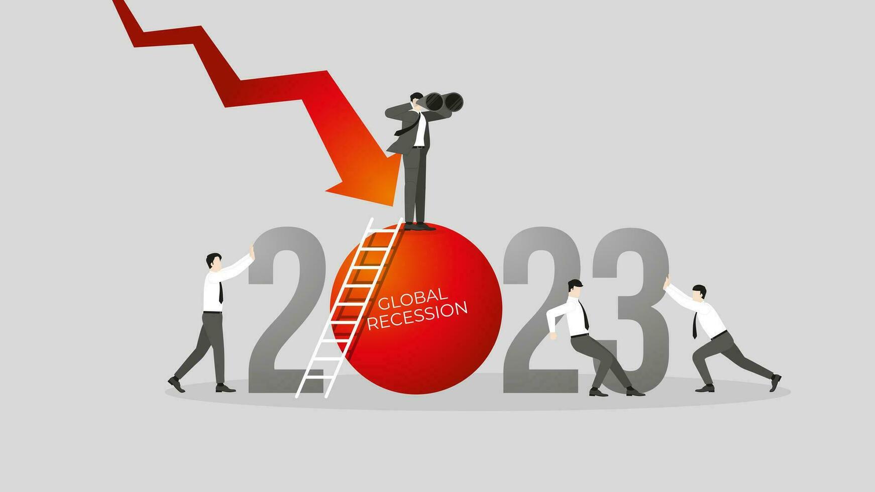 Global recession concept in the year 2023. A vision businessman and teamwork. vector