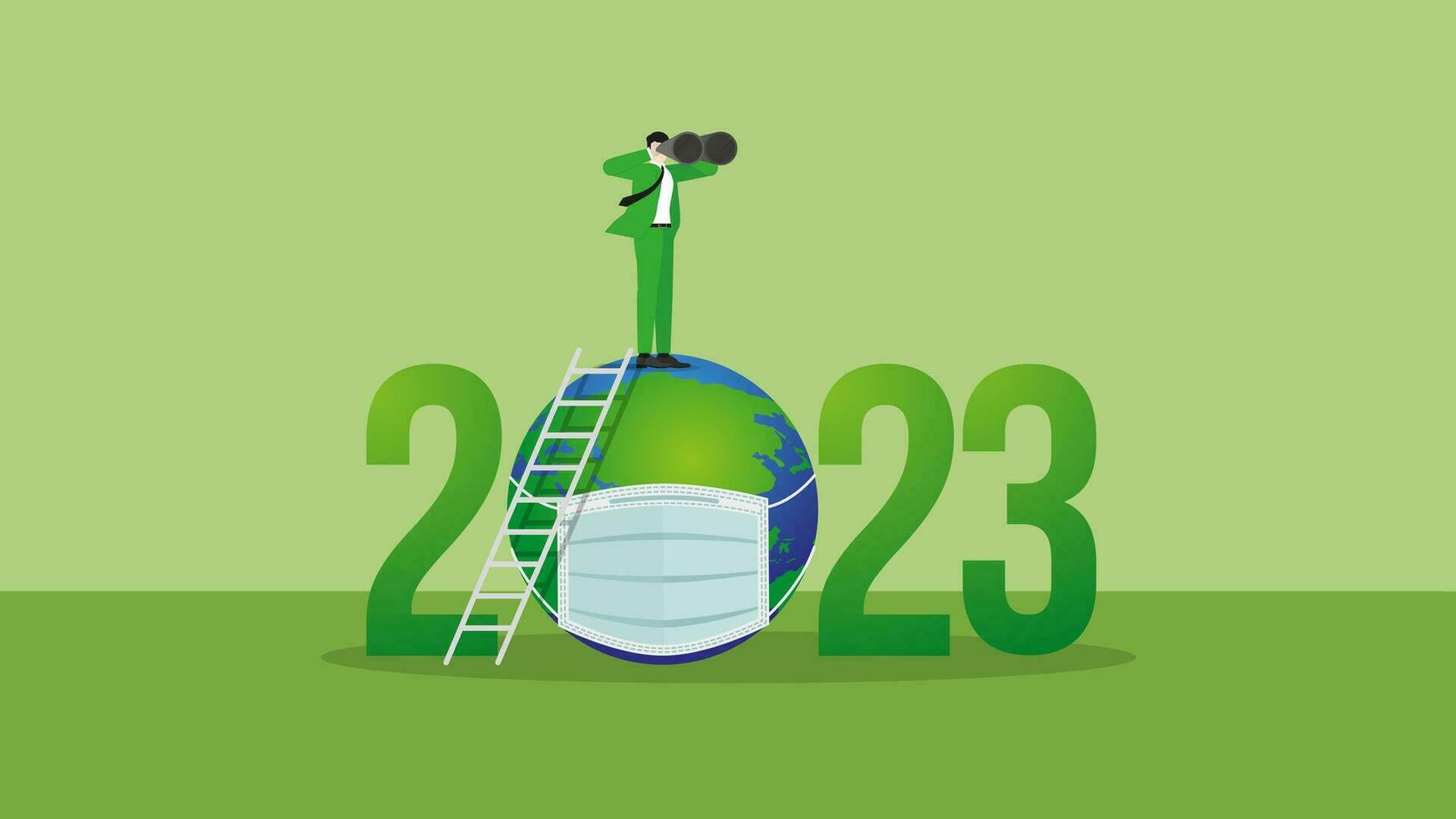 ESG and green business policy concept in the year 2023. A vision businessman uses binoculars. vector
