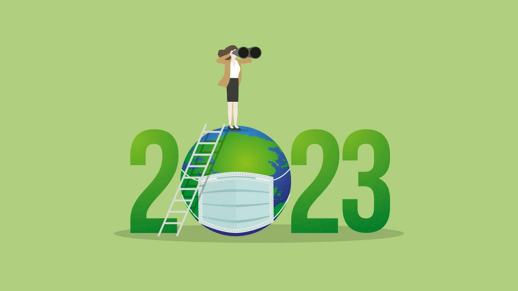 ESG and green business policy concept in the year 2023. A vision businesswoman uses binoculars. vector