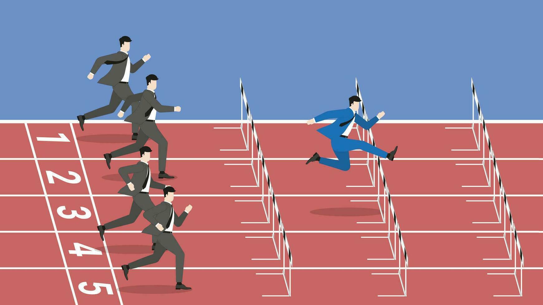 The fastest leader businessman jumping overcomes obstacles. vector