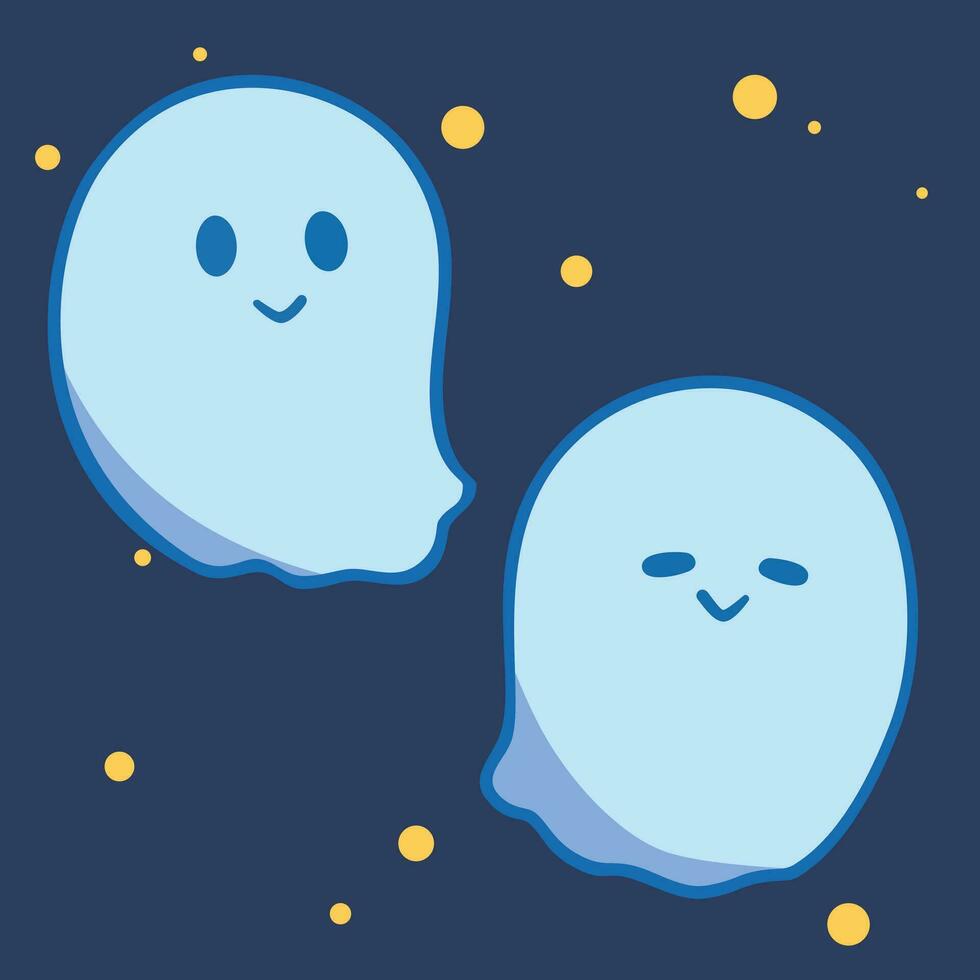 Cute Cartoon Ghost Boo Simple Vector art. Ghost blob character