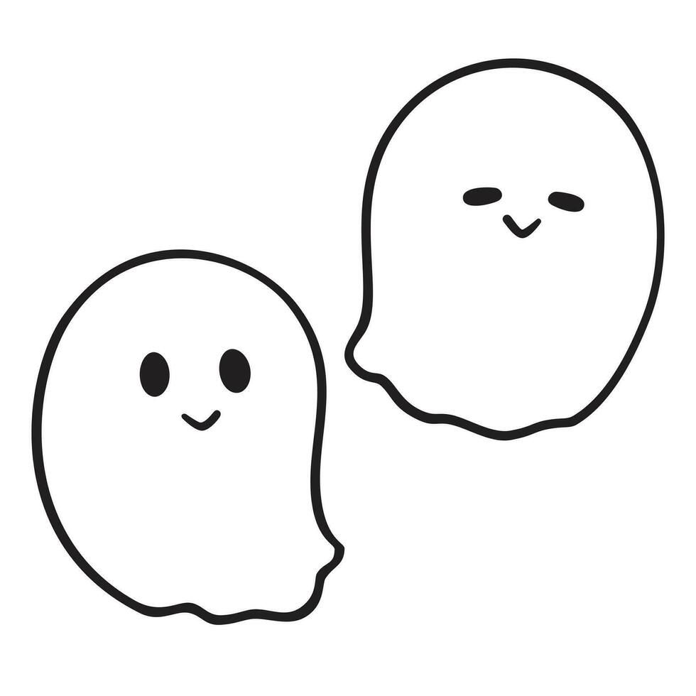 Cute Cartoon Ghost Boo Simple Vector art. Ghost blob character